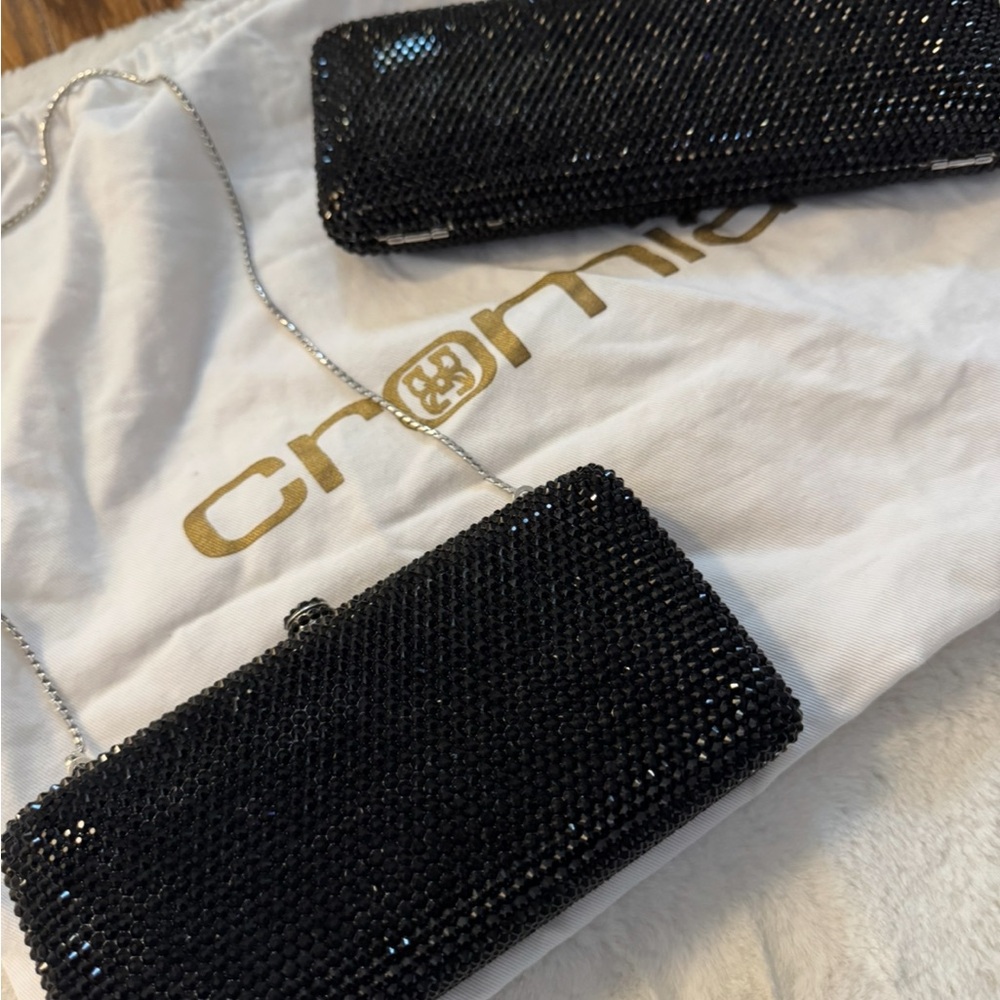 Charming Charlie Black Beaded Clutch